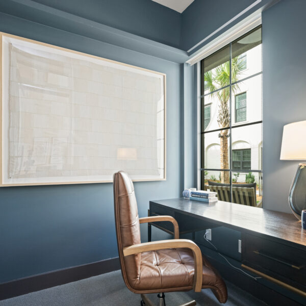 Co-working hub with desk and chair