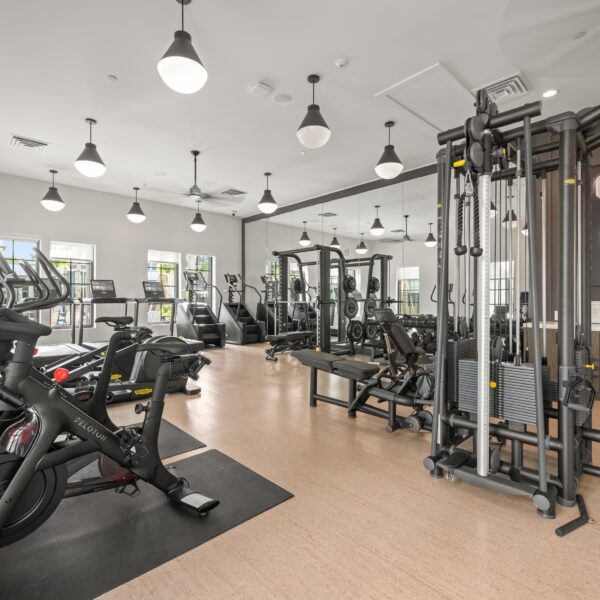 State-of-the-art fitness center with cardio equipment, all-in-one machines and free weights