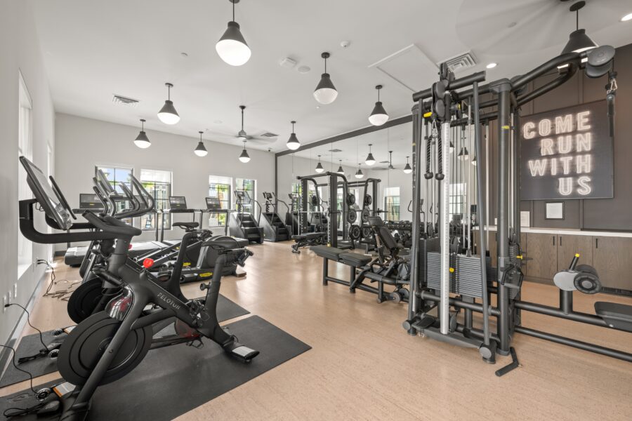 State-of-the-art fitness center with cardio equipment, all-in-one machines and free weights