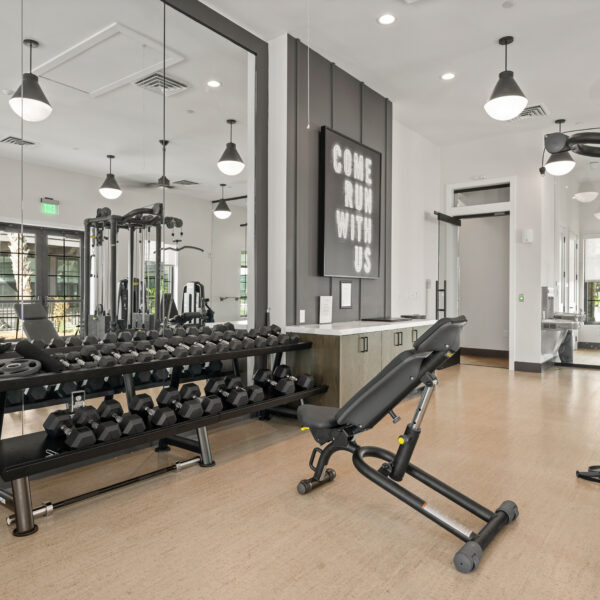 Fitness center with free weights